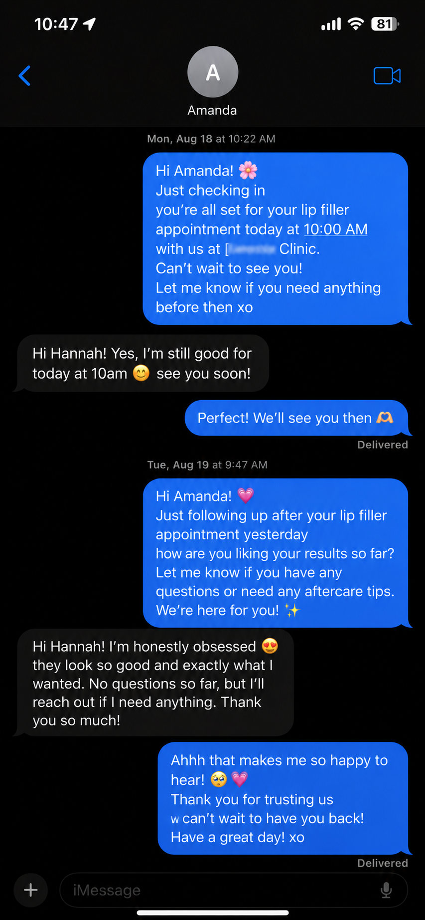 Appointment reminder and confirmation messages