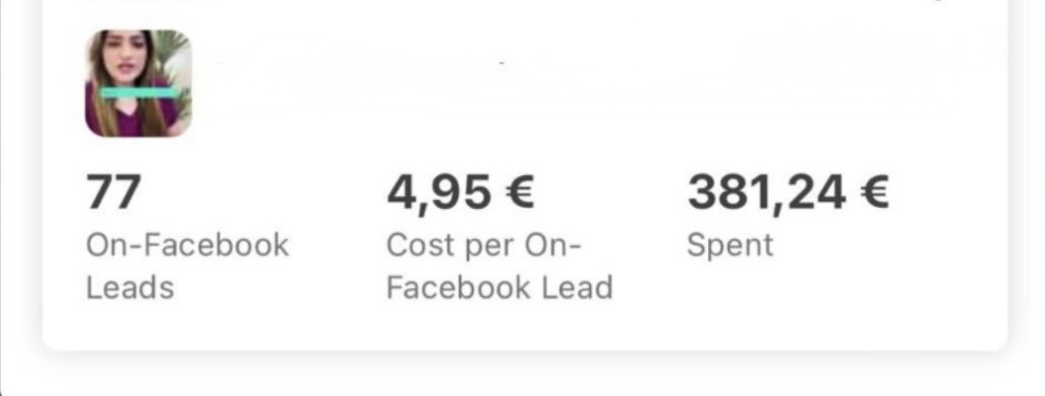 77 leads on a €381 test spend.